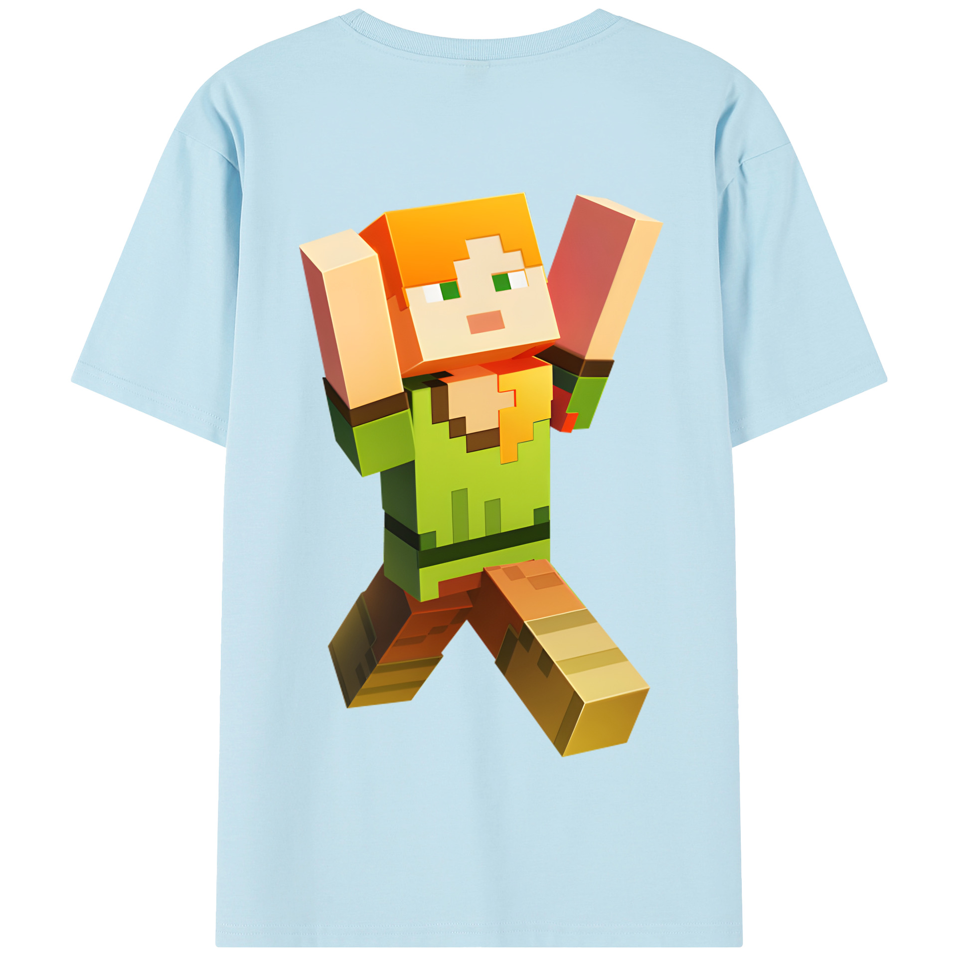 （画像用） マインクラフト ブロックの世界 Minecraft MC Block world 綿100％半袖Tシャツ（背面プリント）